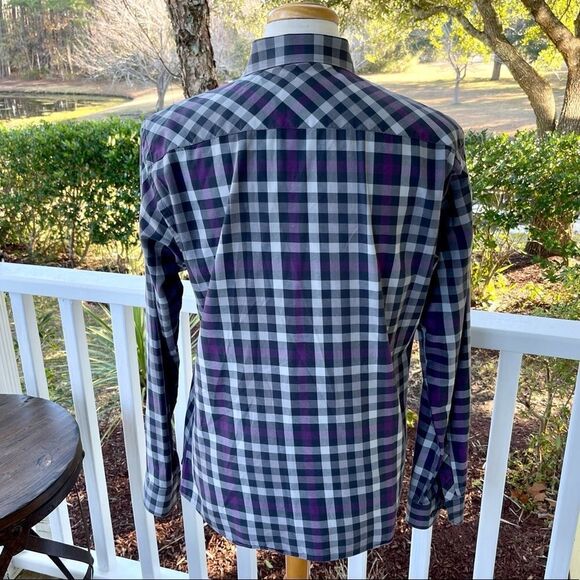 Jared Lang Plaid Long Sleeve Cotton Shirt. Size Large. - Picture 4 of 9